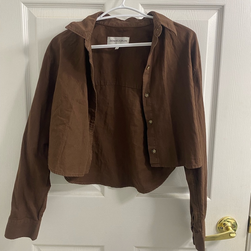 Denim Forum - The Jane Long Sleeve Cropped Shirt